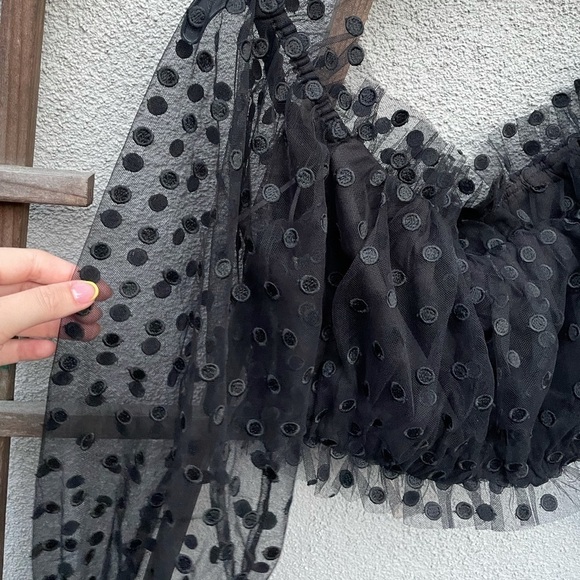 MAJORELLE Baby Bye Bye Top Black Polka Dot Sheer Party Cocktail - Picture 6 of 11